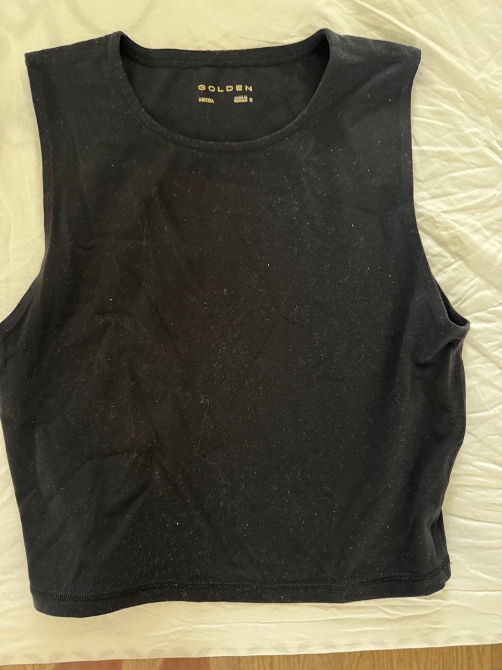 Aritzia Golden Black Muscle Tank Crop